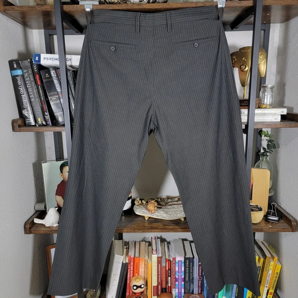 Banana Republic Men's 2PC Sport Coat Pants Gray Striped Cotton Size 44R‎ 36x29